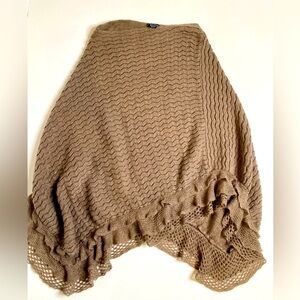 Venice Blue Brown Textured Knit Shrug with Ruched Hem